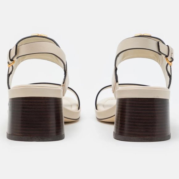 Tory Burch $348 Eleanor Heel Sandals New Ivory Cream - Picture 6 of 9